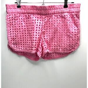 Lilly Pulitzer for Target Eyelet Mid Rise Ball Trim Pink Lined Short Women Small